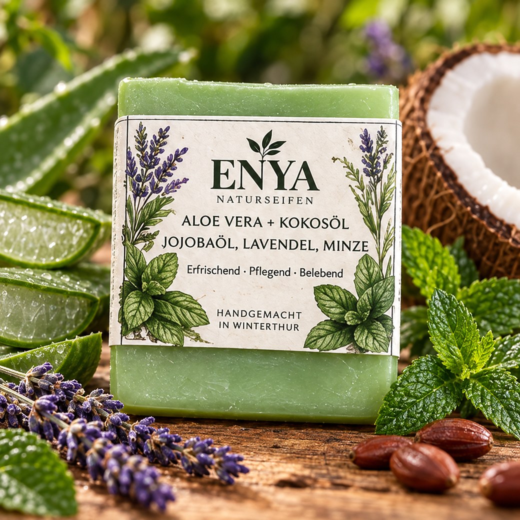 Aloe Vera + Kokosöl, Jojobaöl, Lavendel, Minze